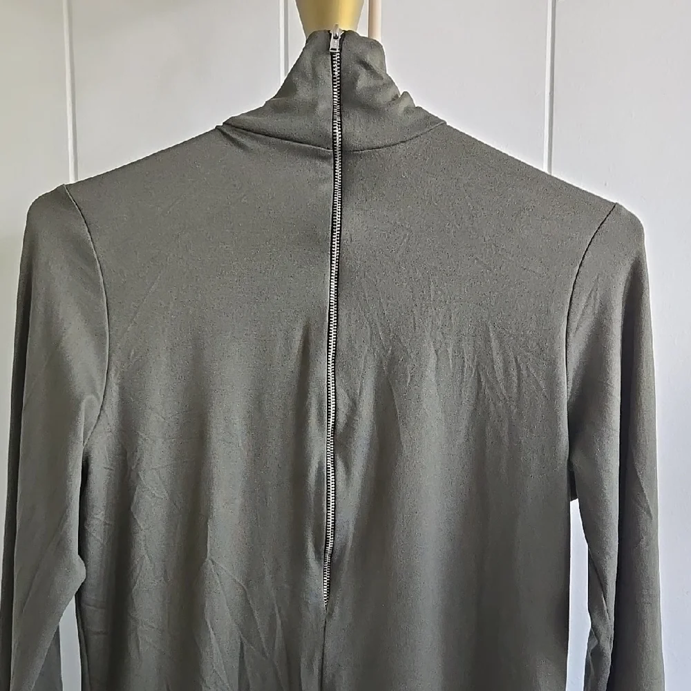 BUMPSUIT Elegant Olive Green Turtleneck Maternity Dress Size L - Picture 7 of 11